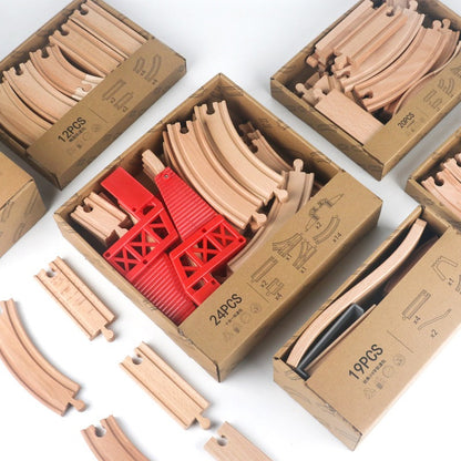Wooden Train Track Set Toy Early Educational Railway Tracks Accessories Montessori Traffic Wooden Toys for Kids