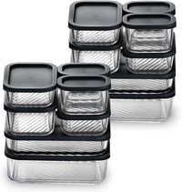 Set of 14 glass meal prep containers with lids, stackable, BPA-free, microwave, dishwasher, freezer, and oven safe for lunch and storage