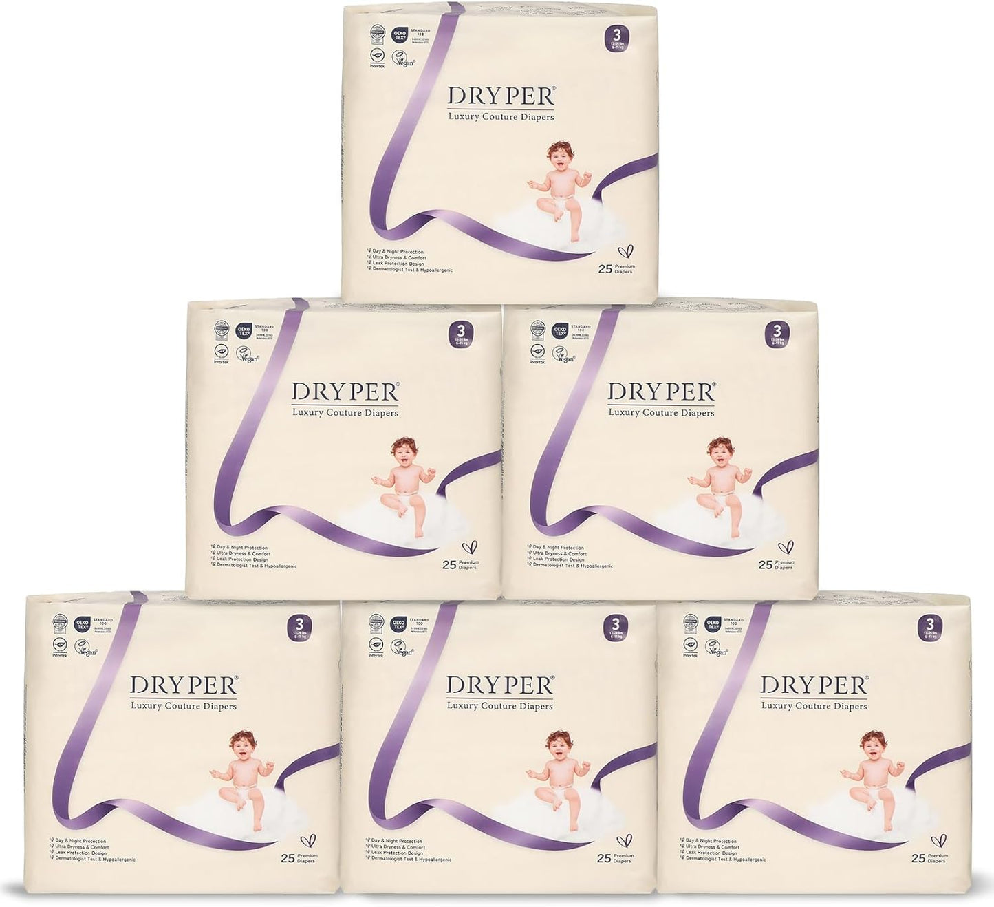 Disposable Baby Diapers by X With Love, newborn size 3 with leak guards, wetness indicator, ultra-soft, thin, fast absorption, 150 count