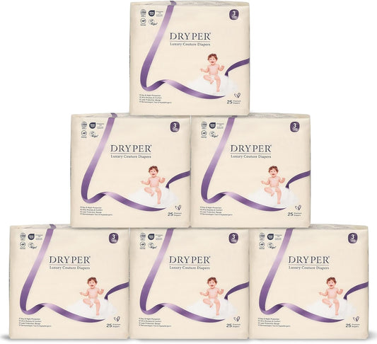 Disposable Baby Diapers by X With Love, newborn size 3 with leak guards, wetness indicator, ultra-soft, thin, fast absorption, 150 count