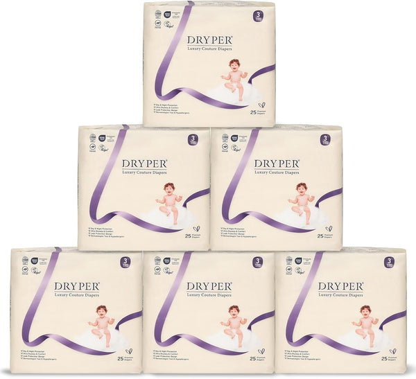 Disposable Baby Diapers by X With Love, newborn size 3 with leak guards, wetness indicator, ultra-soft, thin, fast absorption, 150 count