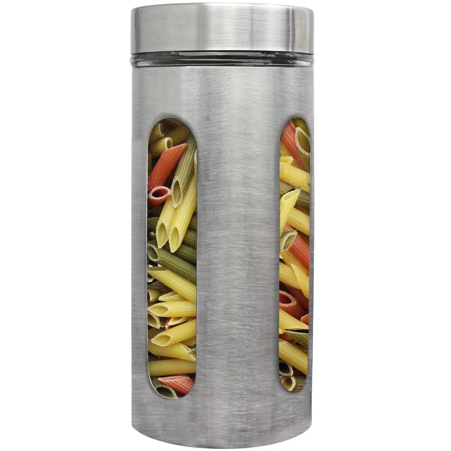 44oz stainless steel canister with window from X With Love, featuring a clear view for storage and airtight lid.