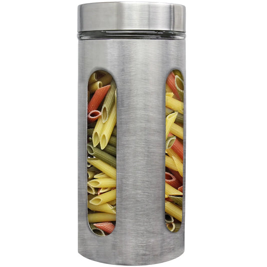 44oz stainless steel canister with window from X With Love, featuring a clear view for storage and airtight lid.