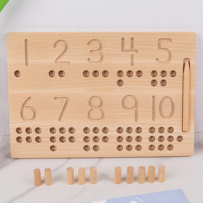 Montessori Early Education Teaching Logarithmic Board Practice Children's Educational Reading Building Blocks Description Pen Blind Writing Board Toys
