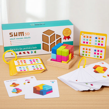 Wooden cube building blocks, spatial sense, concentration, thinking training, puzzle toys, enlightenment children's toys