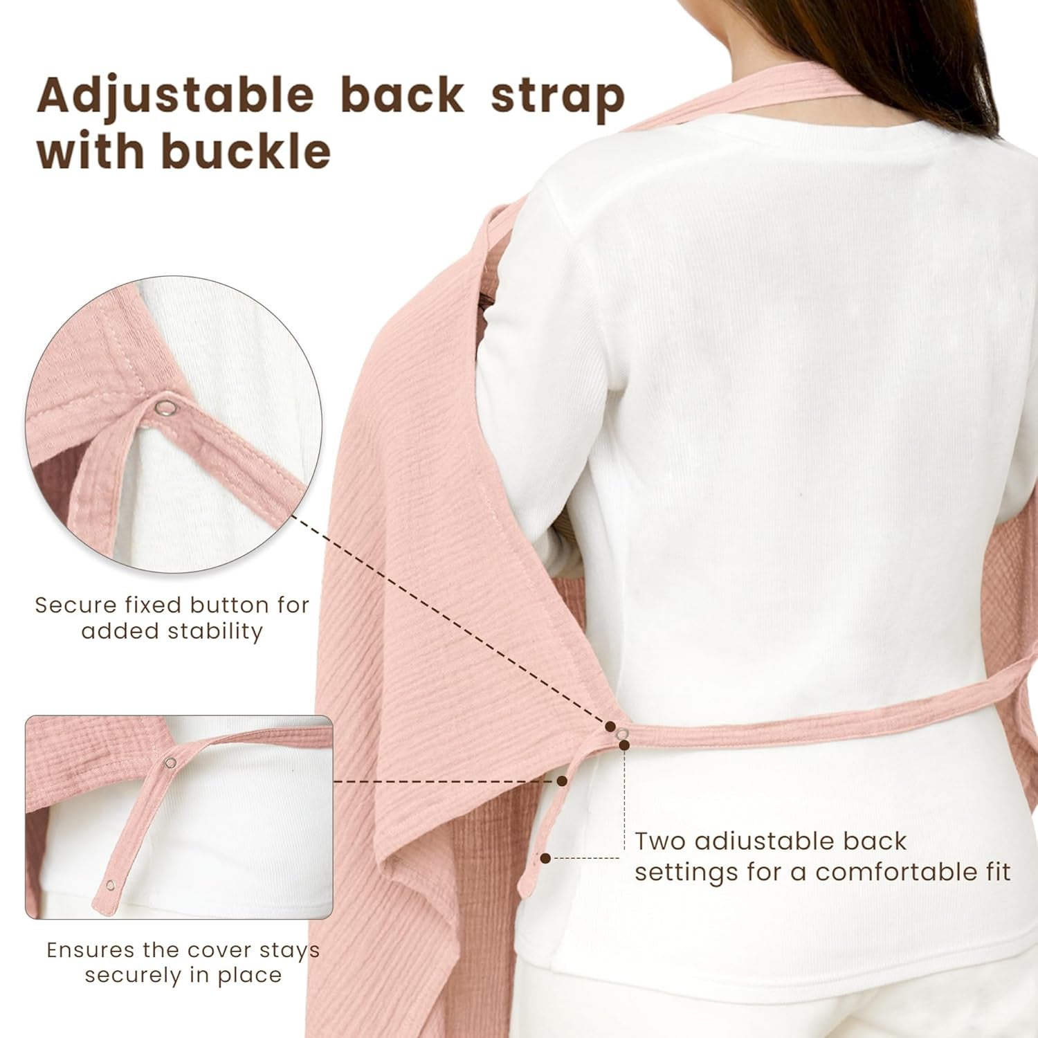 Pink X With Love muslin nursing cover with rigid hoop, breathable 100% cotton breastfeeding apron and carseat canopy for mothers