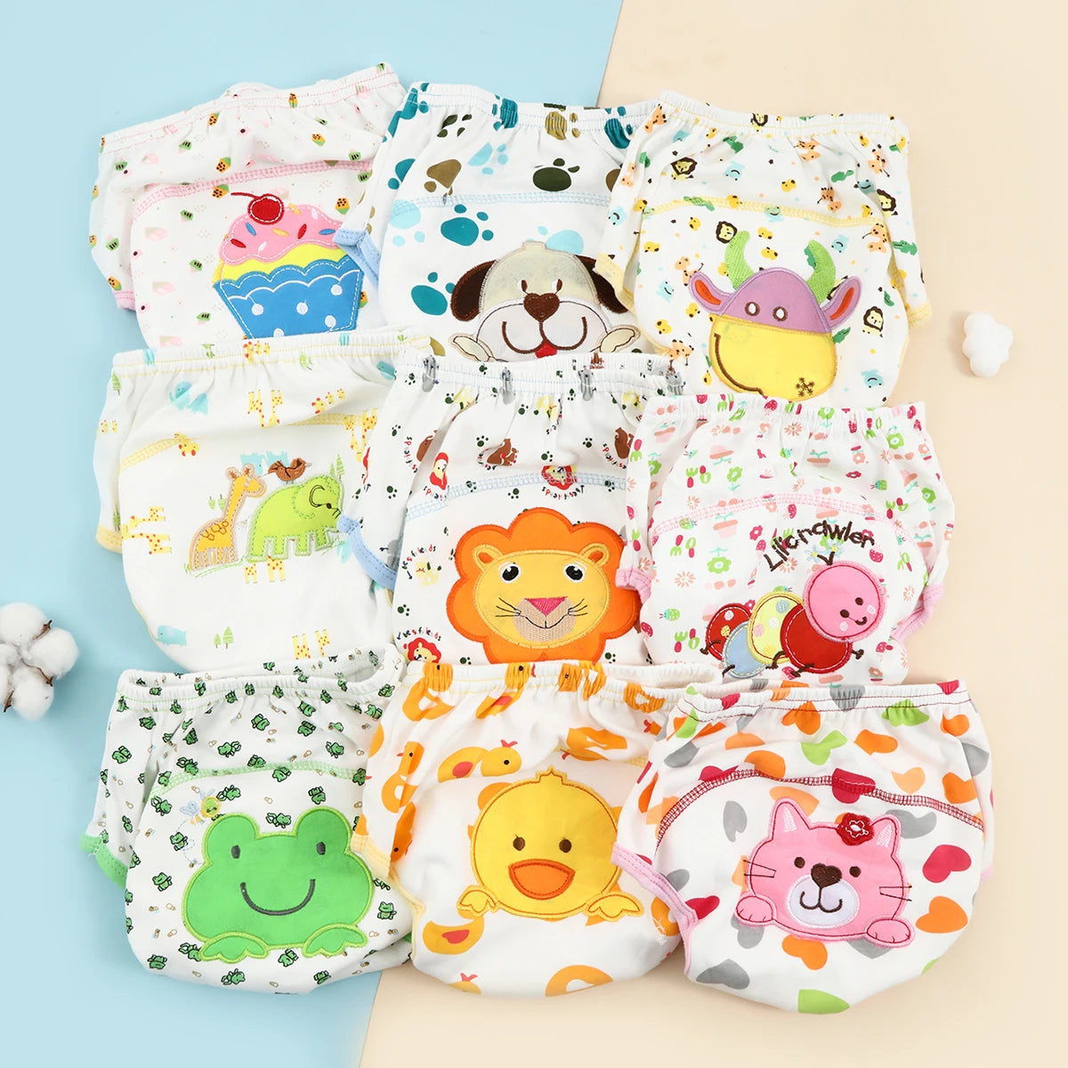 Unisex Baby Bare Cotton Cloth Diaper and Reusable Training Panties by X With Love, washable underwear for infants and toddlers.