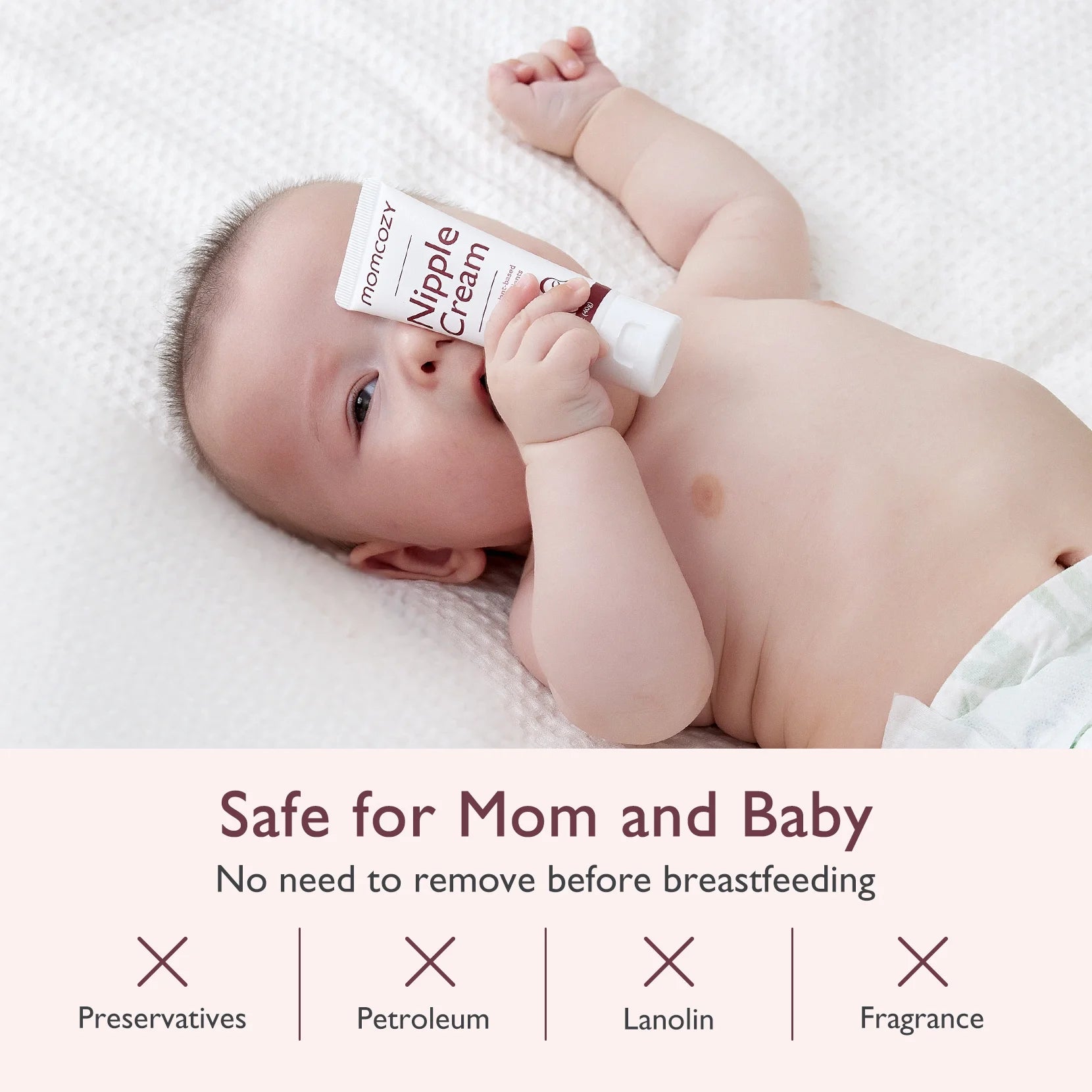 Two 1.41oz jars of X With Love natural nipple cream, vegan, lanolin-free, for breastfeeding, with breastfeeding and pump images.