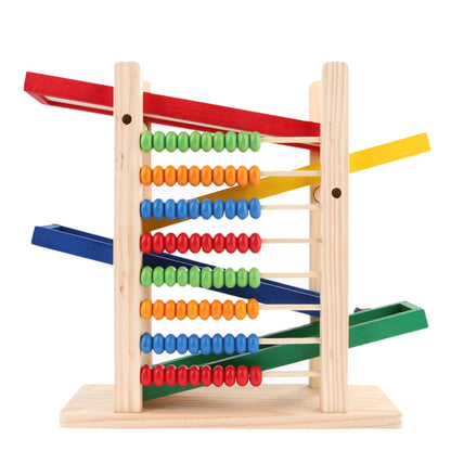 Baby Montessori Educational Wooden Toy Abacus Slippery Car Toys Creative Colorful with 4 Toy Cars Early Learning Teaching Toy