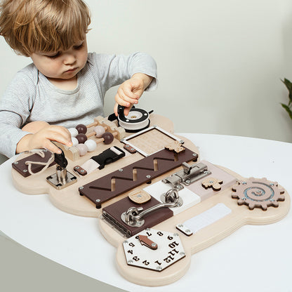 Bear Busy Board | Wooden Lock & Latch Activity Toy