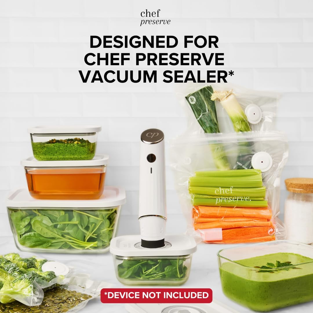 Set of three X With Love glass vacuum seal containers for food storage, includes small, medium, and large sizes for vacuum sealer use.