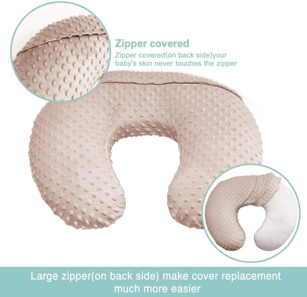 Minky nursing pillow cover in Daisy pattern for breastfeeding U-shaped pillow, designed for baby boys and girls.