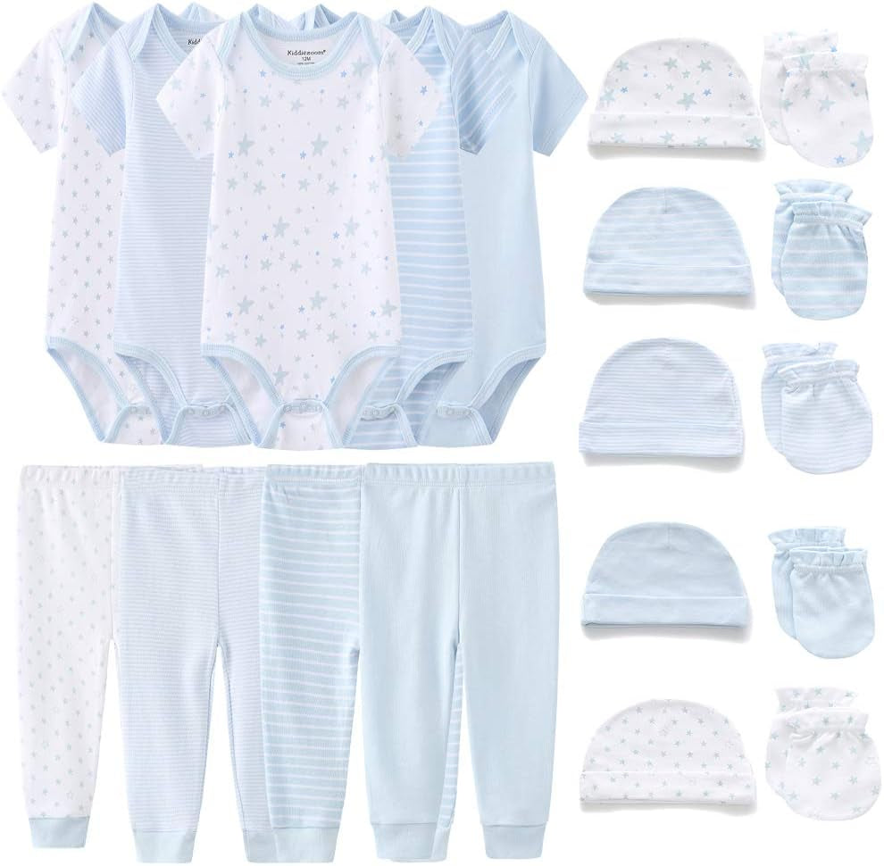 Unisex baby layette essentials gift set with 19 pieces including clothing and accessories for newborns, by My Store.