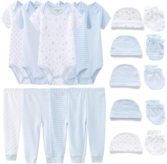 Unisex baby layette essentials gift set with 19 pieces including clothing and accessories for newborns, by My Store.