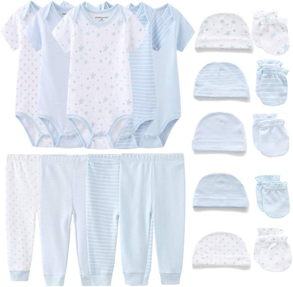Unisex baby layette essentials gift set with 19 pieces including clothing and accessories for newborns, by My Store.