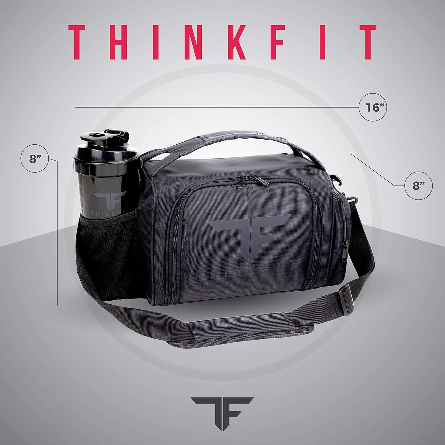 Purple insulated meal prep lunch box by My Store with 6 food containers, shaker cup, pill organizer, shoulder strap, and side pocket.
