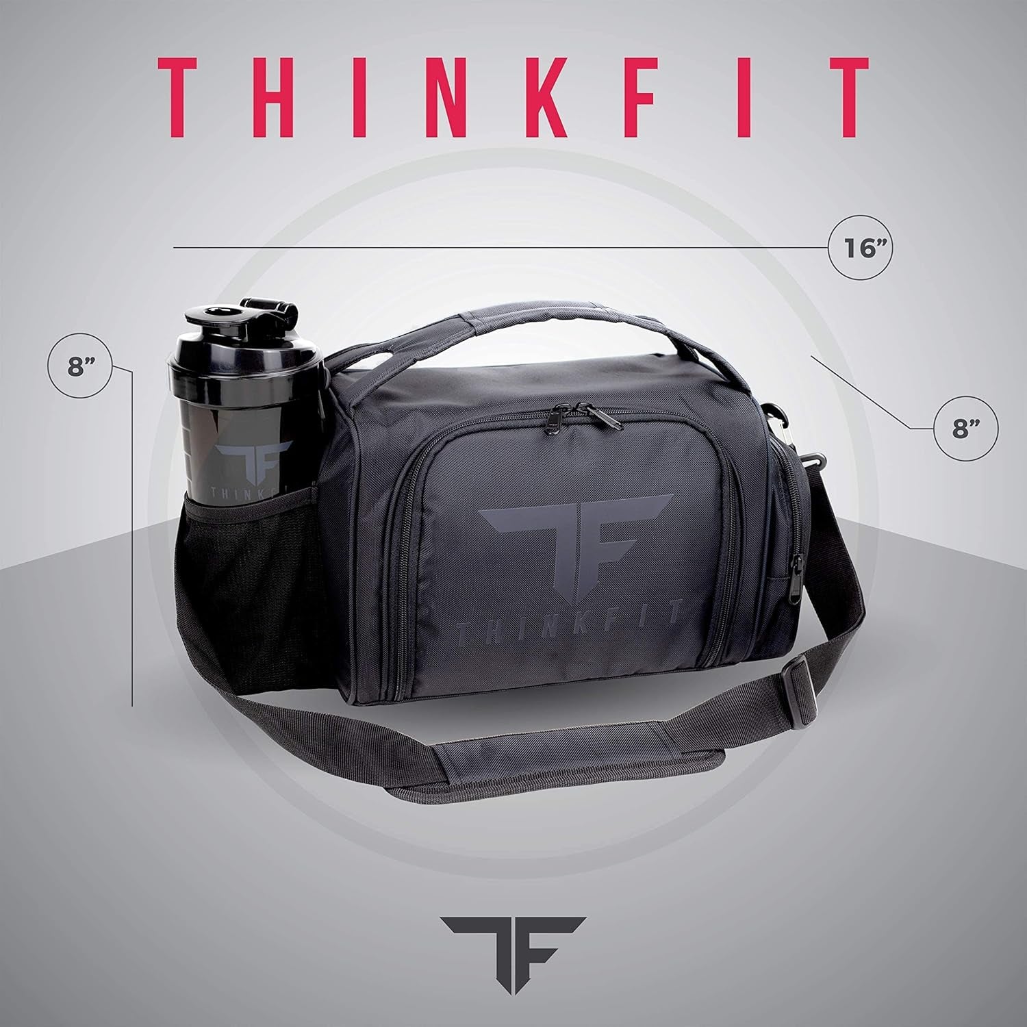 Purple insulated meal prep lunch box by My Store with 6 food containers, shaker cup, pill organizer, shoulder strap, and side pocket.