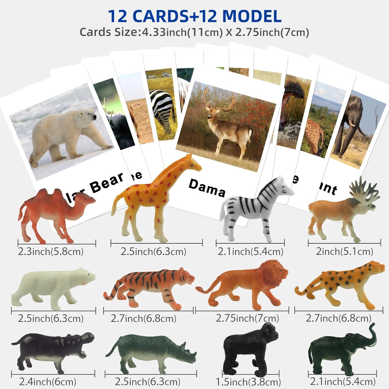 Set of miniature forest animal toy figurines with matching cards for Montessori learning by X With Love, preschool educational materials