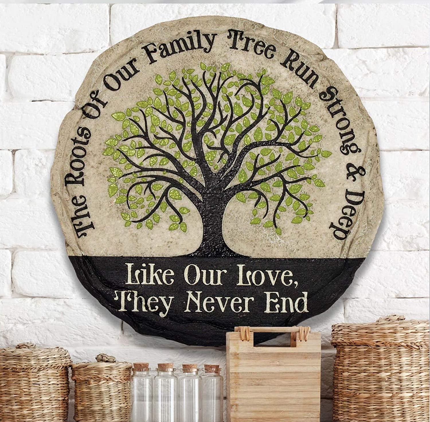 Decorative garden stepping stone with "Home Sweet" and dragonfly design by X With Love, featuring colorful floral accents.