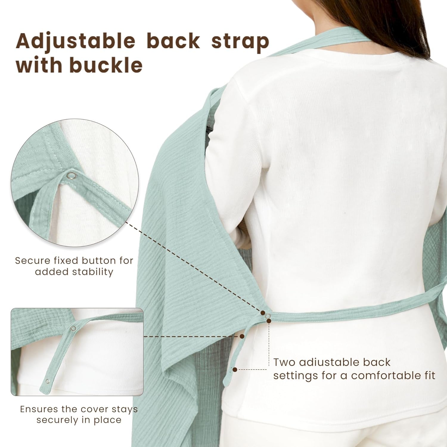 X With Love green muslin nursing cover with rigid hoop, breathable 100% cotton breastfeeding apron and carseat canopy for mothers