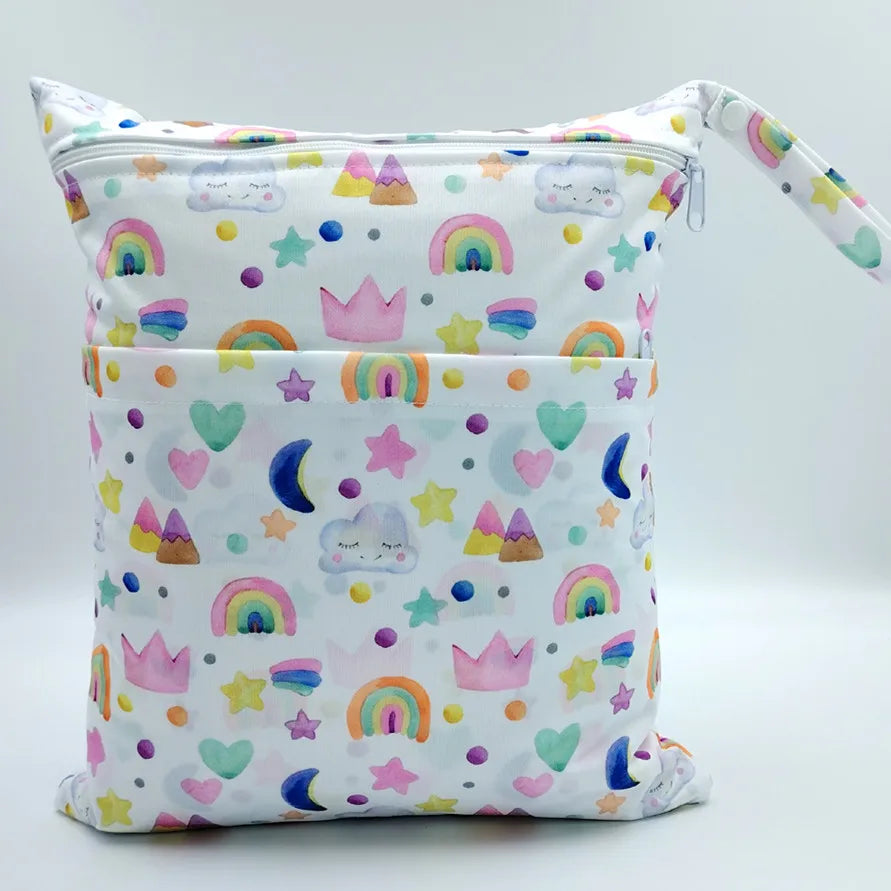 X With Love waterproof wet dry bag with two zippers, reusable diaper bag in 36cm by 29cm size, suitable for baby nappies and wipes.