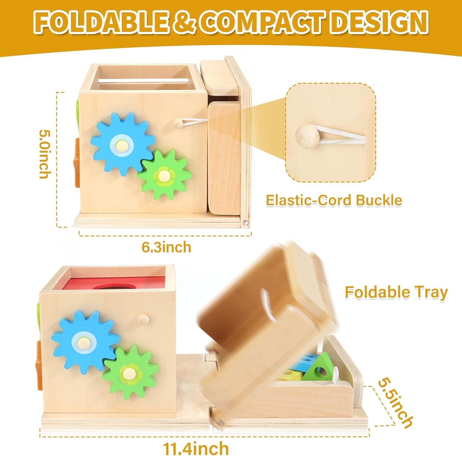 Wooden Montessori Baby Toys, 8-In-1 Wooden Play Kit Includes Object Permanent Box, Coin Box, Carrot Harvest, Shape Sorting & Stacking - Birthday Gift for Boys Girls Toddlers