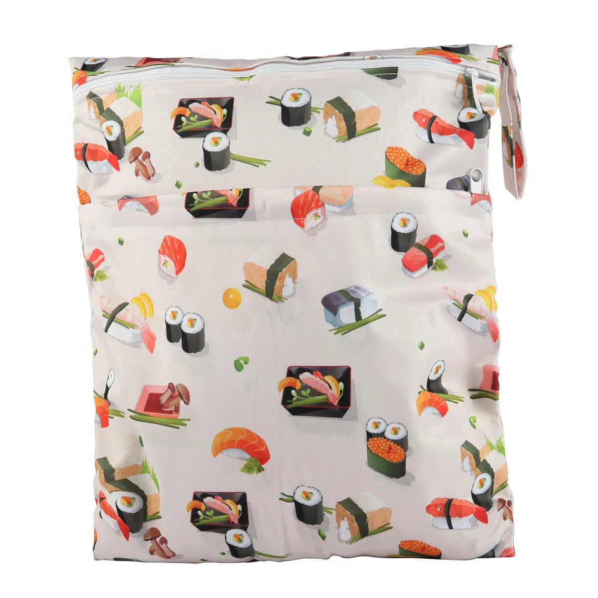 Waterproof wet dry bag with two zippers for baby diapers, reusable and waterproof, measuring 36cm by 29cm, by X With Love.