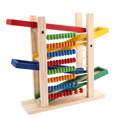 Baby Montessori Educational Wooden Toy Abacus Slippery Car Toys Creative Colorful with 4 Toy Cars Early Learning Teaching Toy