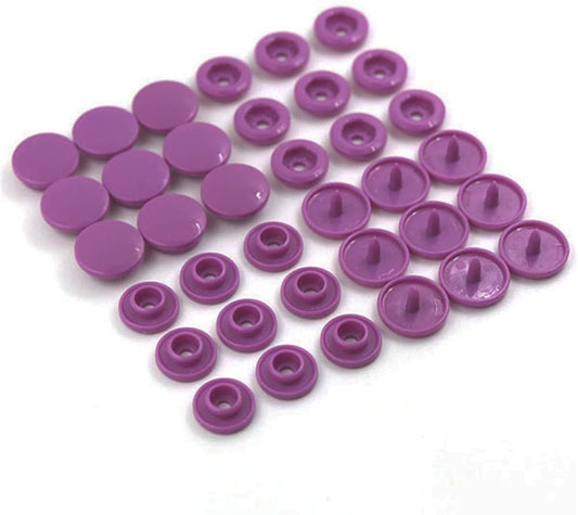 Set of 20 purple T5 resin plastic snap buttons for clothing DIY, featuring press studs by X With Love.