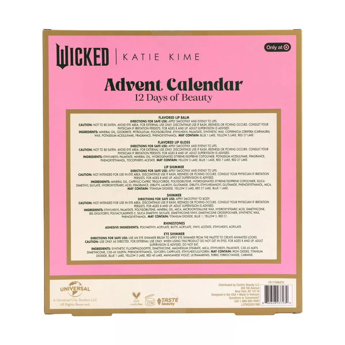 X With Love Wicked Cosmetic Set from Centric Beauty LLC Wicked 12 Days of Beauty Advent Calendar, featuring makeup and skincare products.