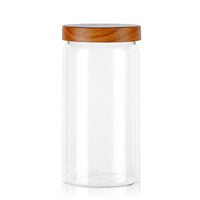 X With Love 41 oz cookie jar with wood lid, wide mouth kitchen storage container, screw-top lid for pantry organization