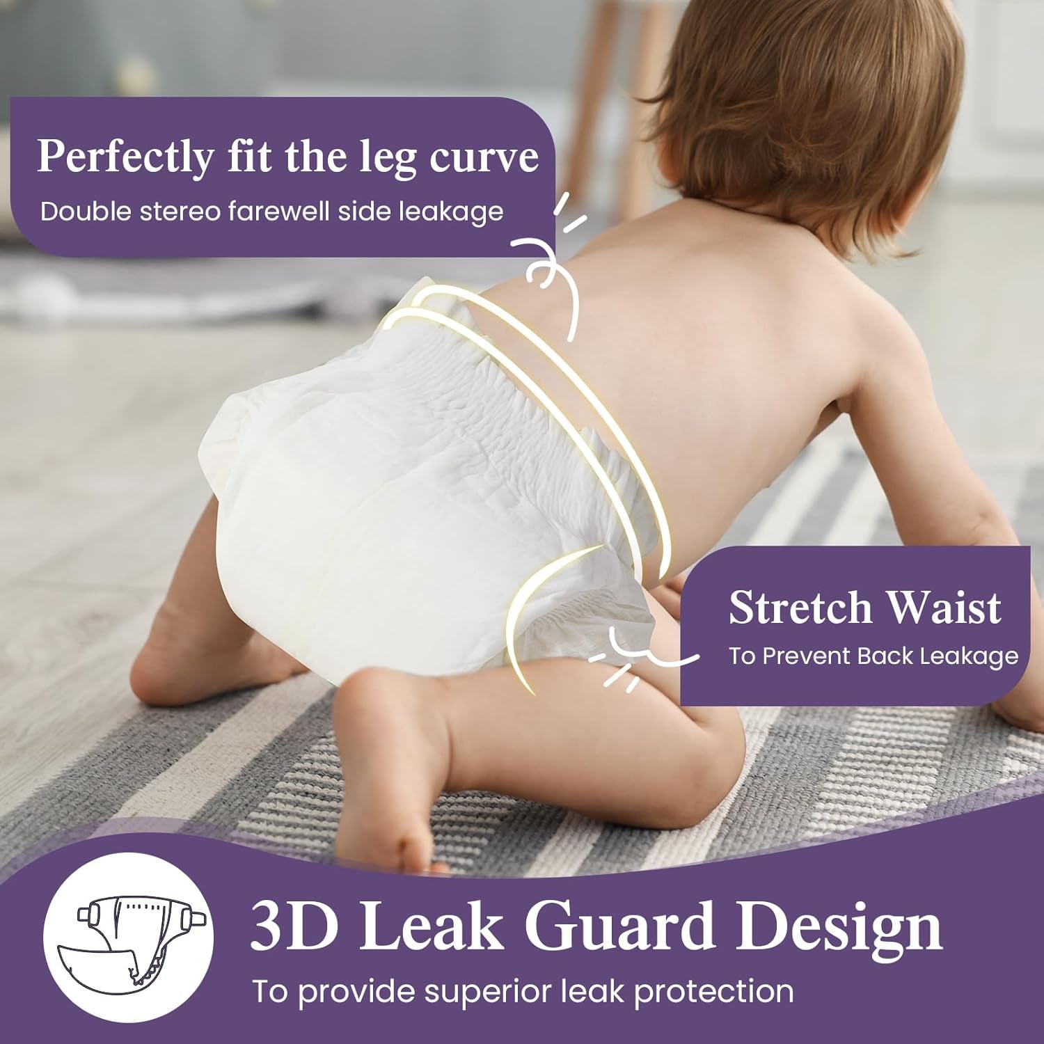 Trial pack of X With Love baby diapers, Size 1 newborn hypoallergenic disposable diapers with wetness indicator, 30 count.