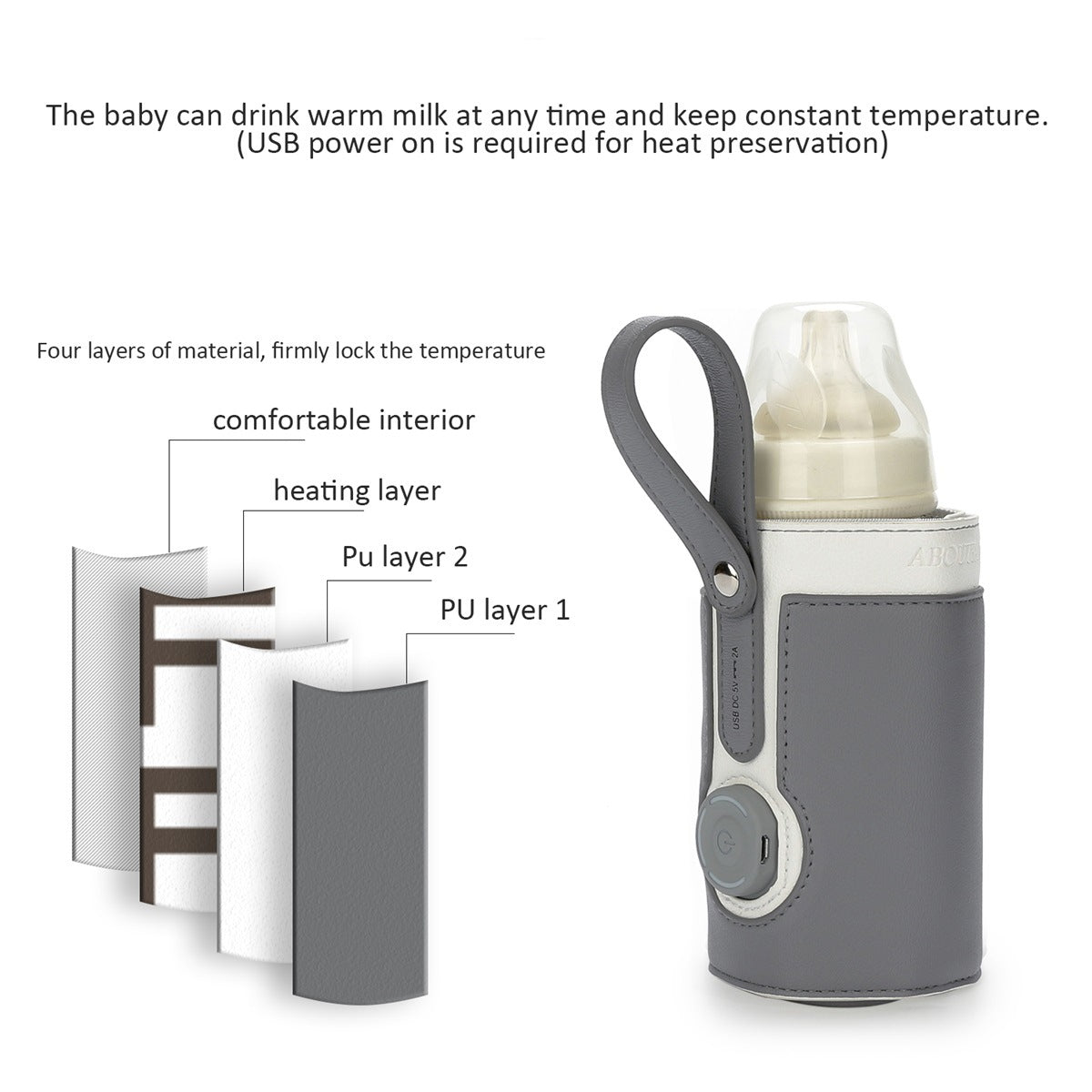 Baby Bottle Warmer Milk Heating Keeper with Constant Temperature Warming for Breastfeeding Night Feeding Daily Use Travel