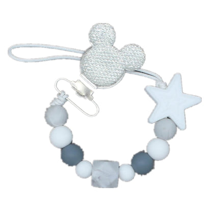 Silicone Round Beads and Star Beads Pacifier Clip Chain Strap Cute Dummy Nipple Leash Strap for Infant Toddler Baby Feeding
