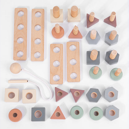 New Children's Montessori Early Education Screw Screw Nut Assembly And Disassembly Geometric Shape Pairing Rope Educational Toys