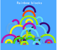 Rainbow building blocks, basswood, German large wooden stacking music, wooden baby early education children's puzzle toys