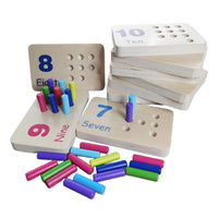 Montessori wooden educational toy counting and number board by X With Love, featuring numbers 1-10 for preschool toddler learning.