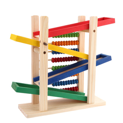 Baby Montessori Educational Wooden Toy Abacus Slippery Car Toys Creative Colorful with 4 Toy Cars Early Learning Teaching Toy