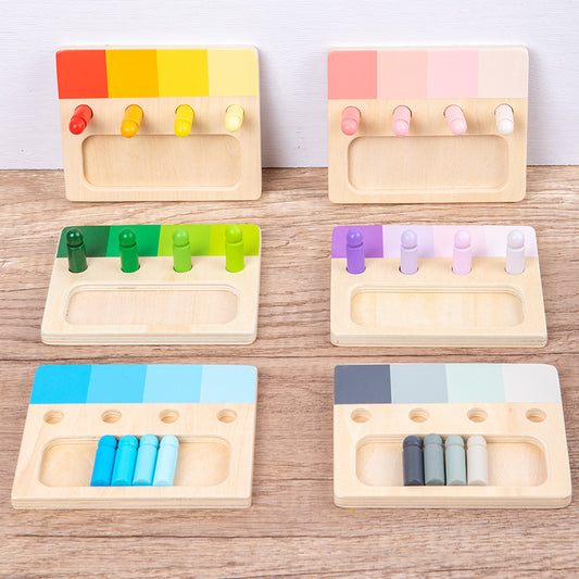 Colorful sensory integration wooden insert board, hands-on and brainpower color discrimination teaching aids, children's wooden toys