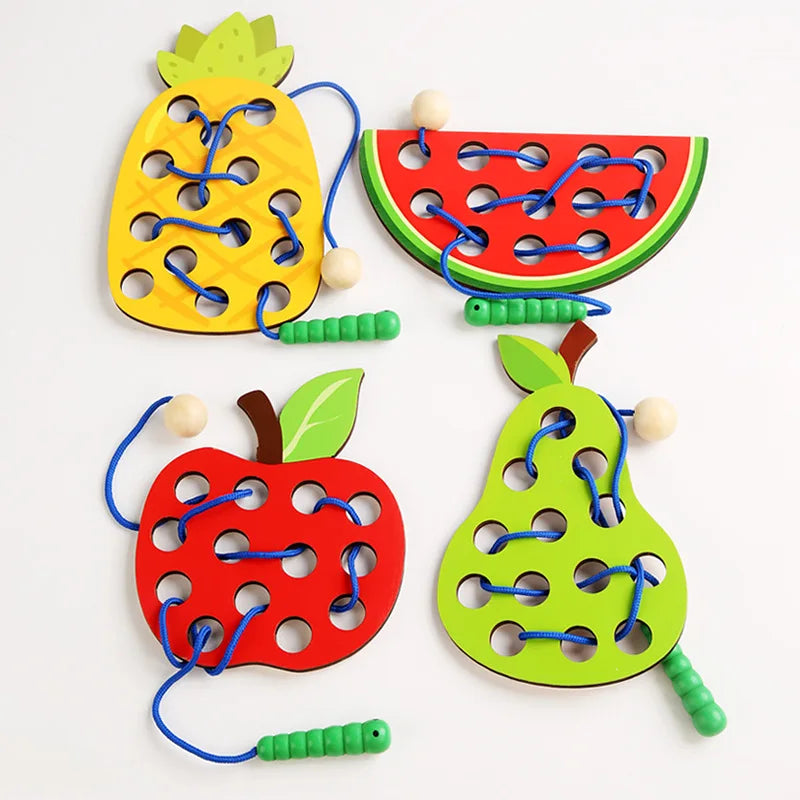 Wooden Fruit Threading Board for Kids (Ages 4–6)