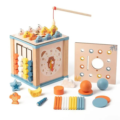 Montessori Early Education Busy Box Early Education Enlightenment Multi functional Fishing Matching Treasure Box Wooden Toys