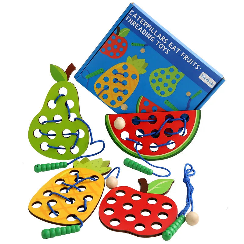 Wooden Fruit Threading Board for Kids (Ages 4–6)