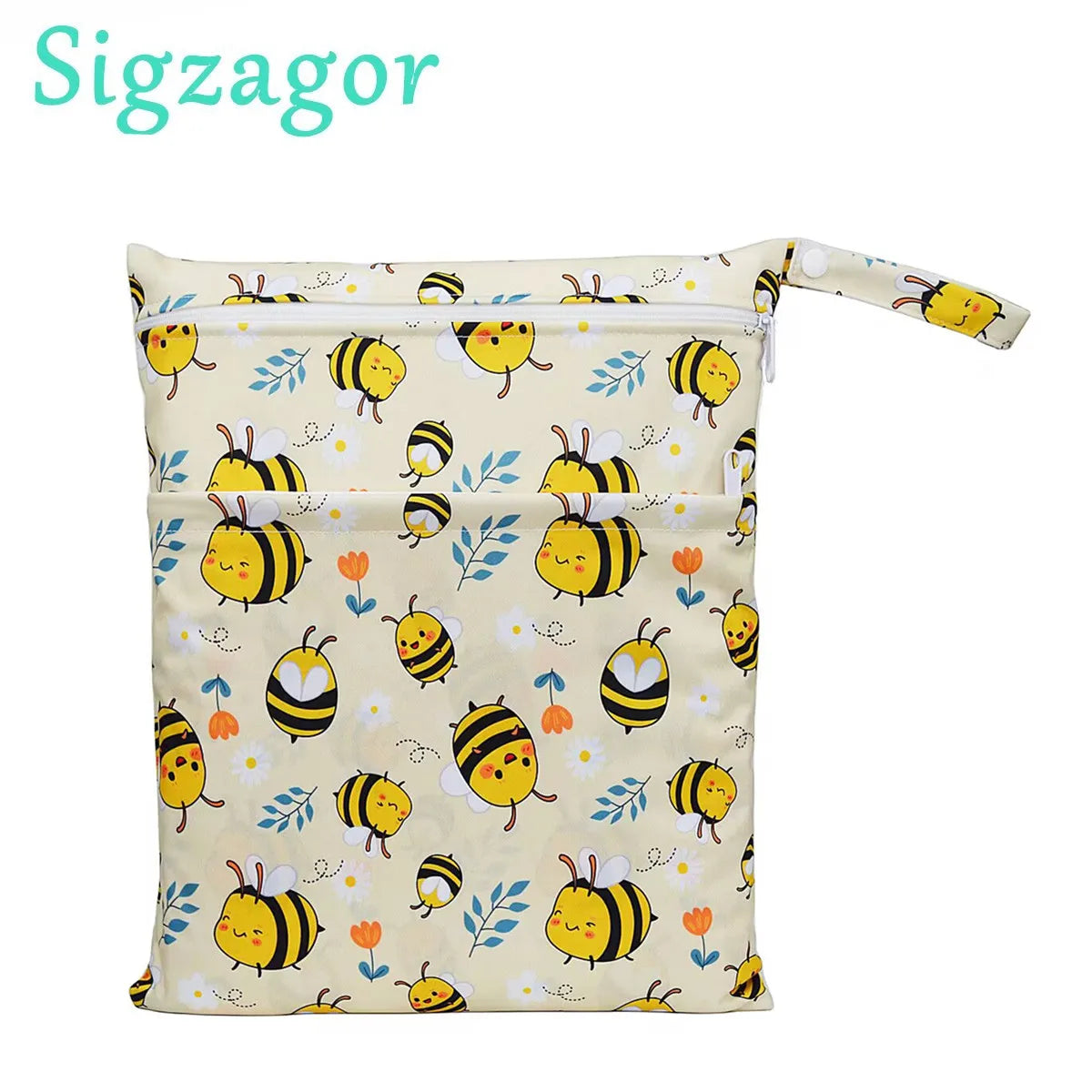 Waterproof X With Love wet dry bag with two zippers for baby diapers, reusable, waterproof, 36cm x 29cm, ideal for nappies