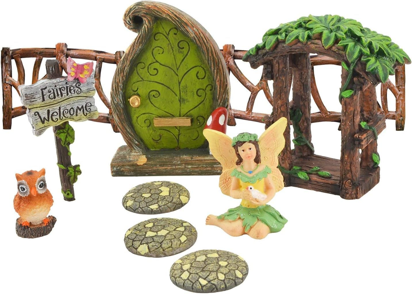 Charming Forest Fairy Garden Kit by X With Love featuring miniature fairy figures, lush greenery, and whimsical garden accessories.