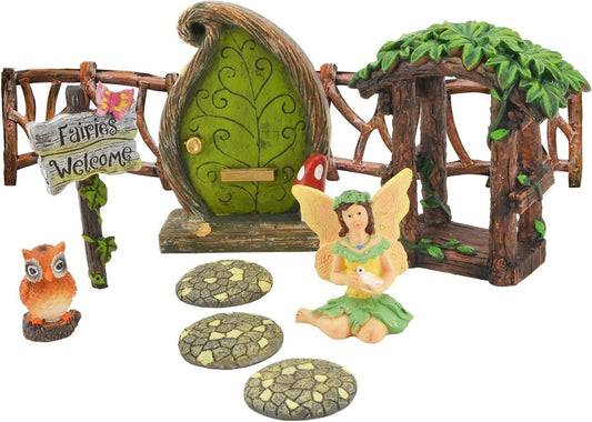 Charming Forest Fairy Garden Kit by X With Love featuring miniature fairy figures, lush greenery, and whimsical garden accessories.