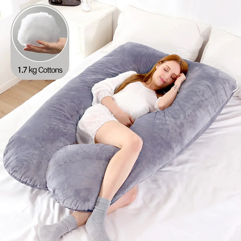 Comfortable 1.3kg cotton pregnancy pillow for maternity and breastfeeding, designed for pregnant women and nursing support.