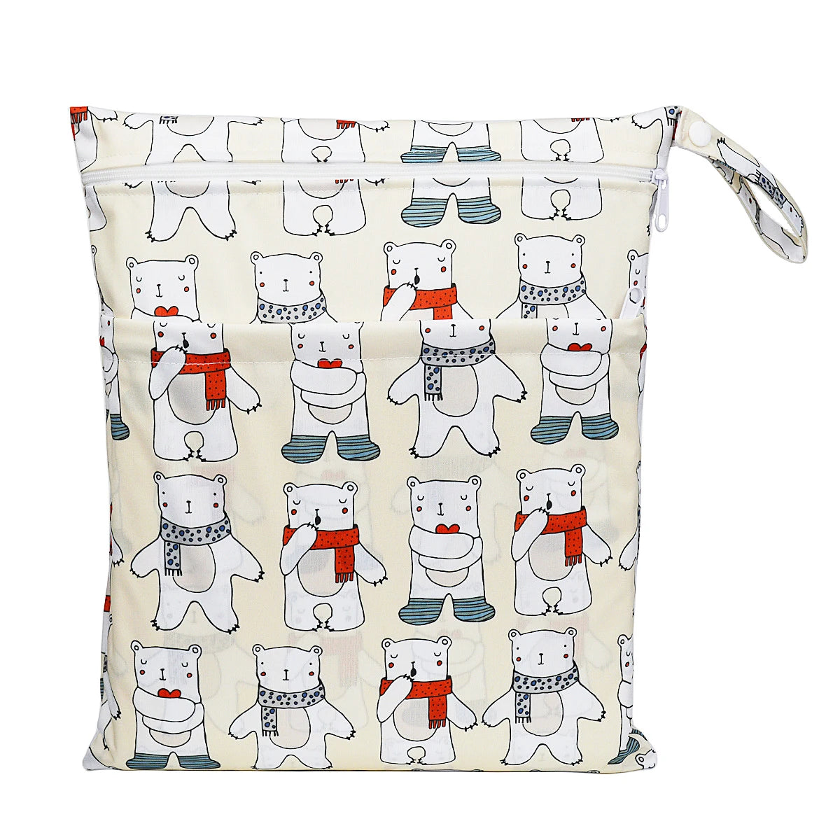 Waterproof wet dry bag with two zippers from X With Love, designed for baby diapers and nappies, measuring 36cm by 29cm.