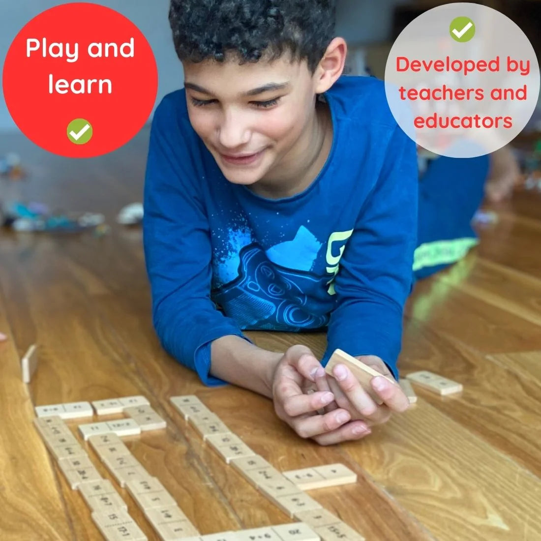 Mathomino Times Tables Multiplication Domino Math Game by X With Love, showing colorful domino tiles with multiplication facts.