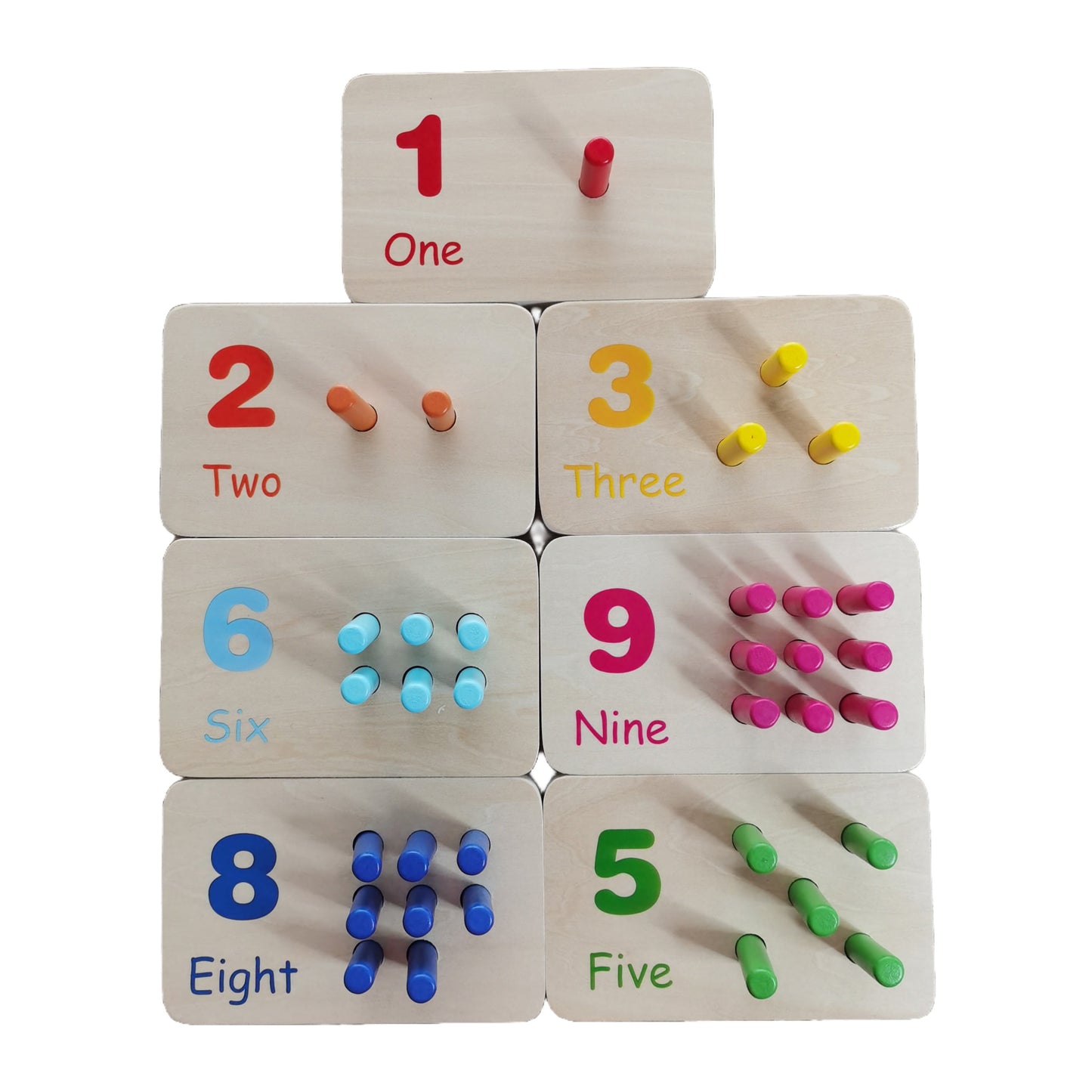Montessori wooden educational toy counting and number board by X With Love, featuring colorful numbers 1-10 for preschool math learning.