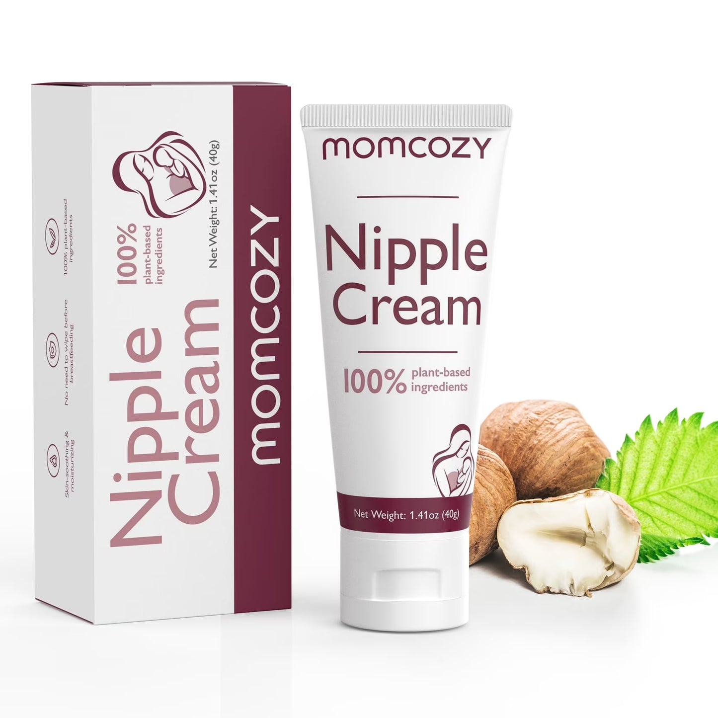 Two tubes of X With Love 100% natural nipple cream, vegan, lanolin-free, for breastfeeding comfort with breast pumps, 1.41 oz each.